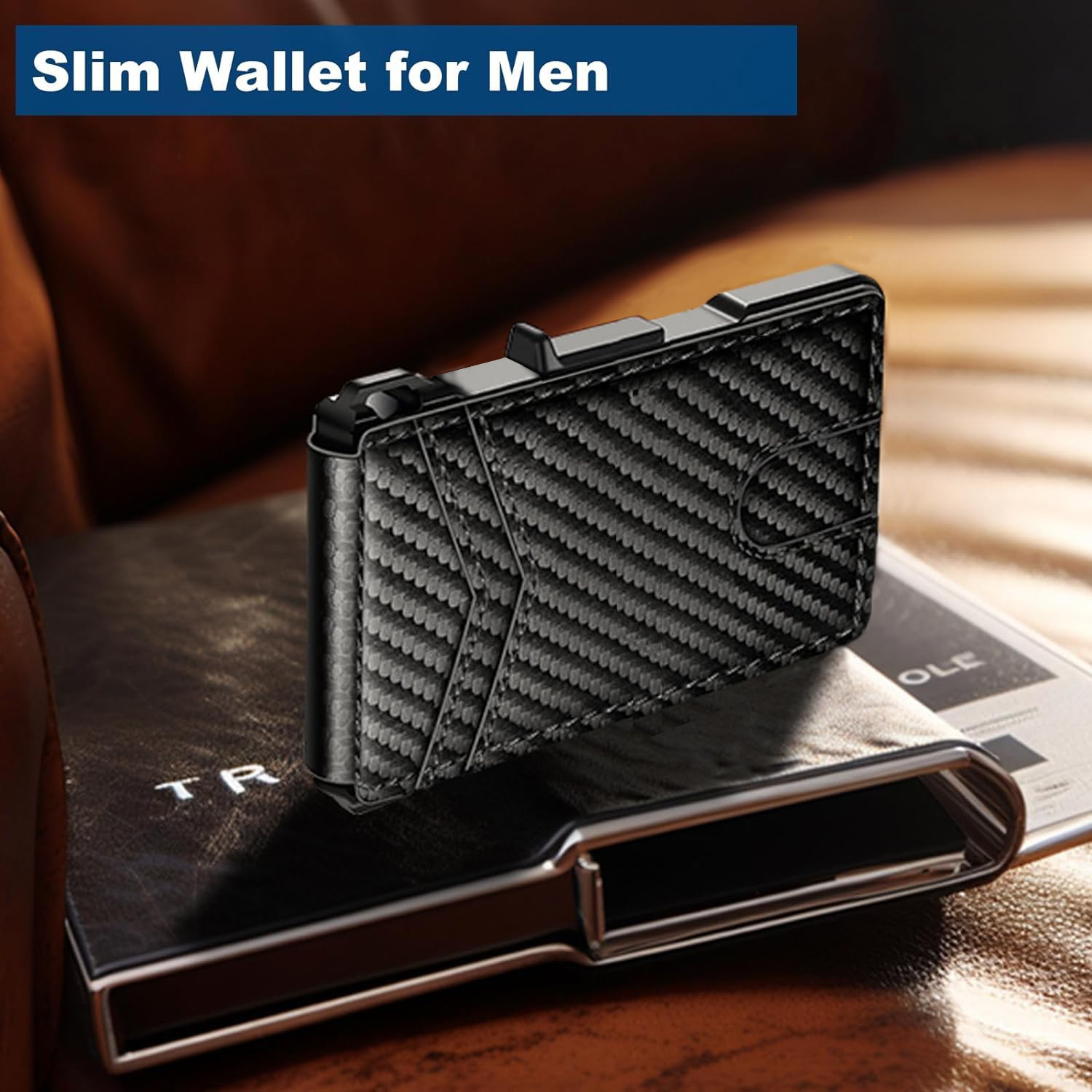 Vgucki Carbon Fiber Slim Pop-Up Wallet, Gray photo 6