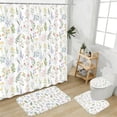 thumbnail image 2 of FRAMICS Watercolor Floral Shower Curtain Sets with Rugs, Colorful Wildflower Bathroom Sets with Hooks, Waterproof Fabric Bathroom Curtains, Machine Washable, 2 of 10