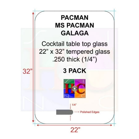 - 3-Pack cocktail table top glass with 3.5 in radius: Fits Bally Midway tables plus other after market arcade cocktail tables.