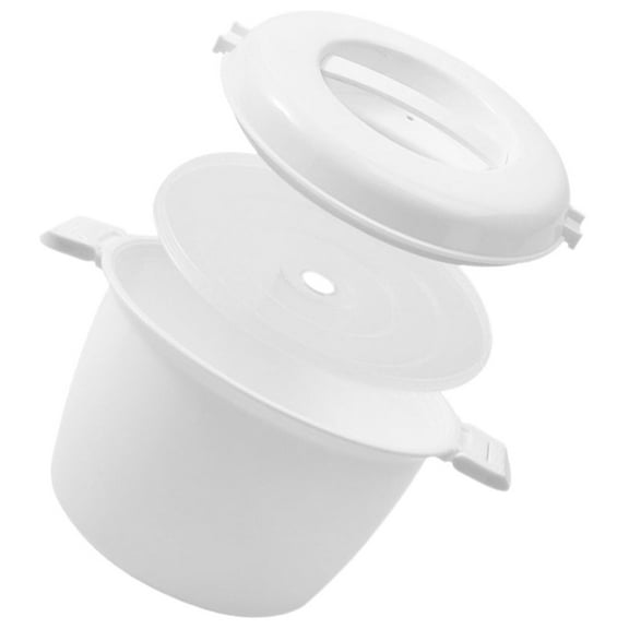 Luxshiny Portable Microwave Rice Cooker White Food Container for Rice Soup and Vegetables