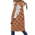 thumbnail image 2 of HOMBOM Womens Brown Puffer Vest Heavyweight Long Overcoat Hooded with Pockets Gilet Full Zip Fall for Women Sleeveless, 2 of 6