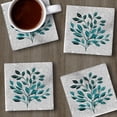 thumbnail image 2 of CounterArt Leaves In Teal 4 Pack Natural Marble Cork Backed Stone Coasters, 2 of 7