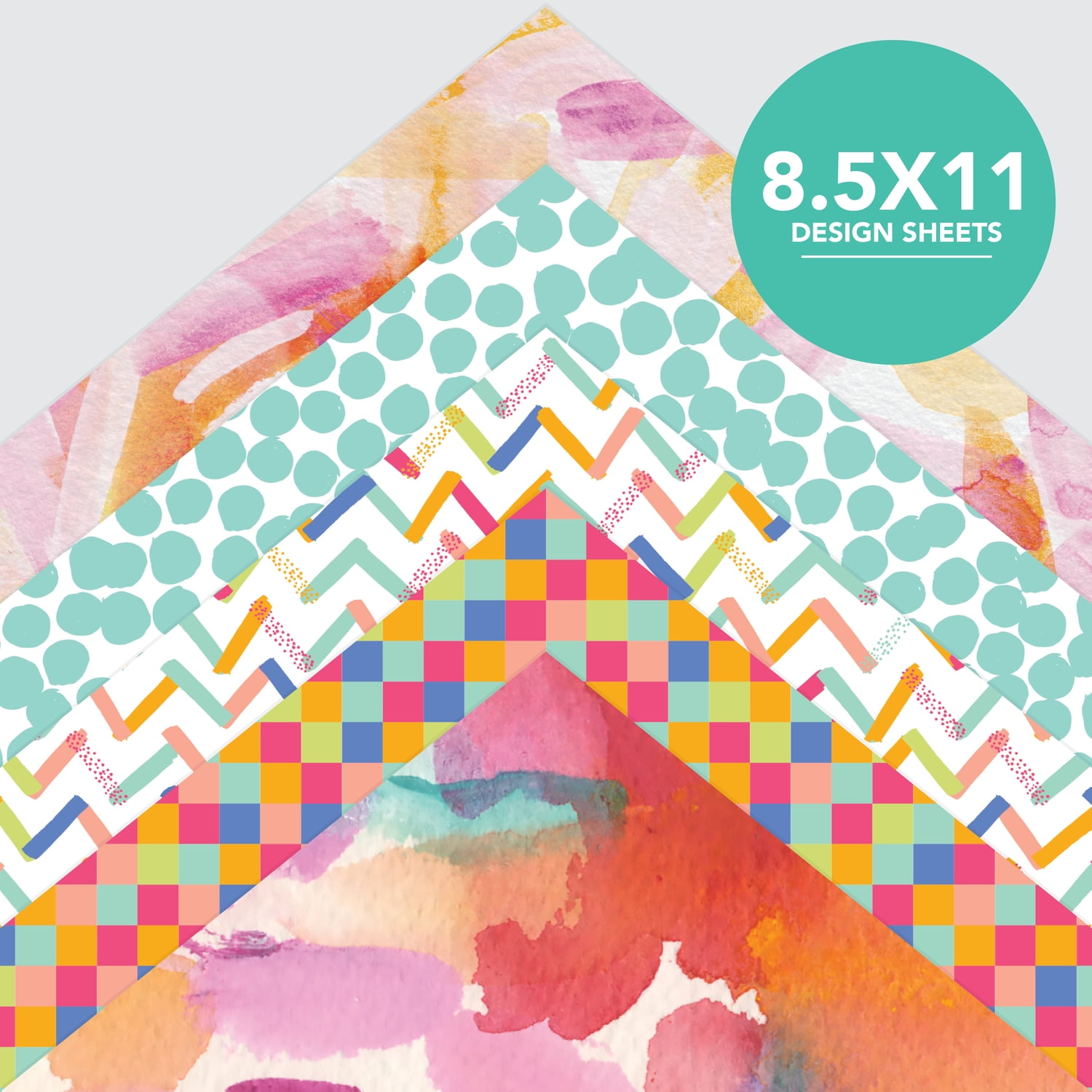 Roobee by Mara Mi Bold Multicolor Glitter Scrapbook Paper, 50 Sheets, 25 Designs