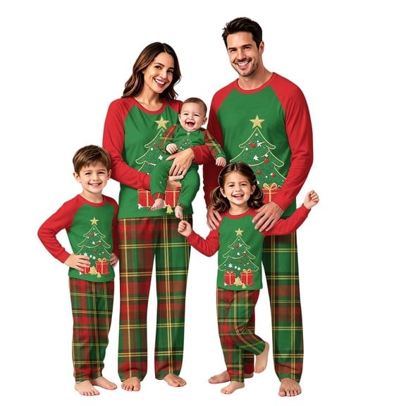 Lvotionpl 2026 Match Family Christmas Pjs, Matching Christmas Pajamas Long Sleeve Top & Pants Set Matching Holiday Family Pajama Xmas Sets