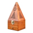 thumbnail image 1 of Quemador de incienso de madera, quemador de incienso de madera, porta incienso en forma de pirámide con Madera amarilla alta, 1 of 9