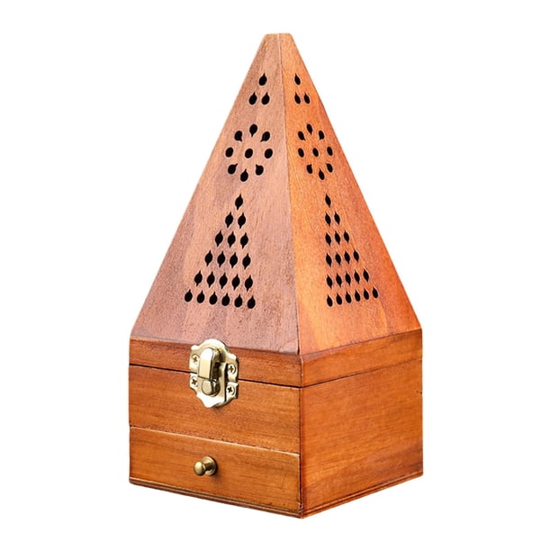Quemador de incienso de madera, quemador de incienso de madera, porta incienso en forma de pirámide con Madera amarilla alta
