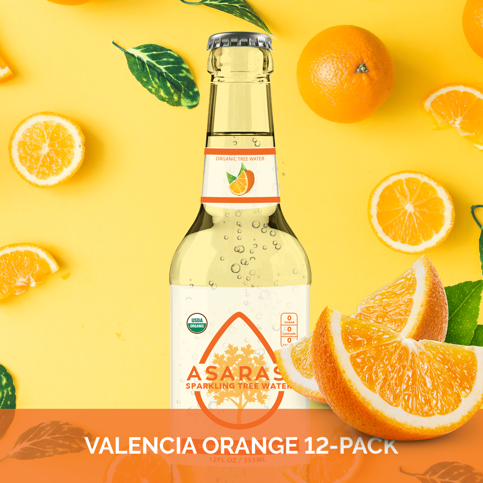 Asarasi Organic Sparkling Valencia Orange Tree Water