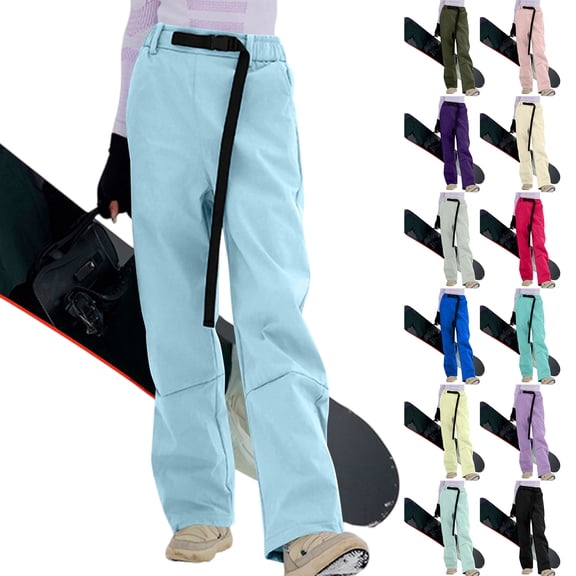 Women's Thick Cotton Ski Pants - Fleece Waterproof Windproof Pants for Skiing and Winter Holidays,Army Green,L