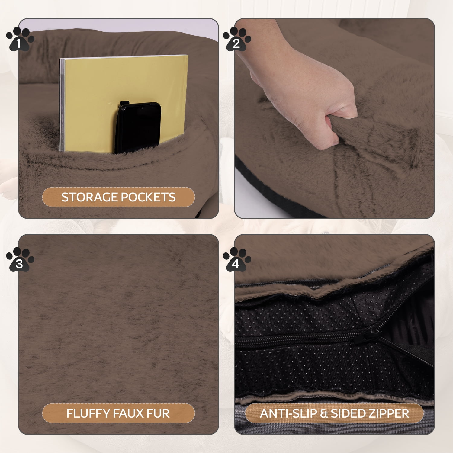 Pipopa Human Dog Bed,71"x45"x14"Large Size fits for adults&Pets,Washable Cover Dog Bed with Pillow and Blanket,Extra Large Human Size Beanbag Bed,Dark Brown