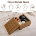 thumbnail image 3 of HASLE 24" Square Storage Ottoman Coffee Table, Linen Tufted Ottoman with Reversible Wooden Tray Lid, Ample Storage Footstool, Light Brown, 3 of 8