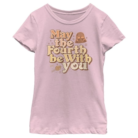 Girl s Star Wars Retro Darth Vader May the Fourth Be With You Graphic Tee Light Pink X Large