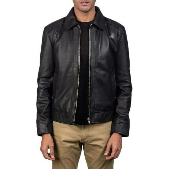 HIDE CRAFTS Men's Black Real Sheepskin Biker Leather Jacket (US, Alpha, X-Large, Regular, Regular, Black)