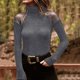 thumbnail image 1 of Puntoco Mujeres Sexy Slim Net Yarn Empalme Sólido Casual Mangas largas Cuello alto Camisas Blusas tops Pullover Puntoco Puntoco-2400, 1 of 3