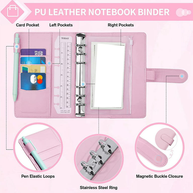 PU Leather A6 with Loose Leaf 6 Ring as Budget Envelope Binder - China  Book, Writing