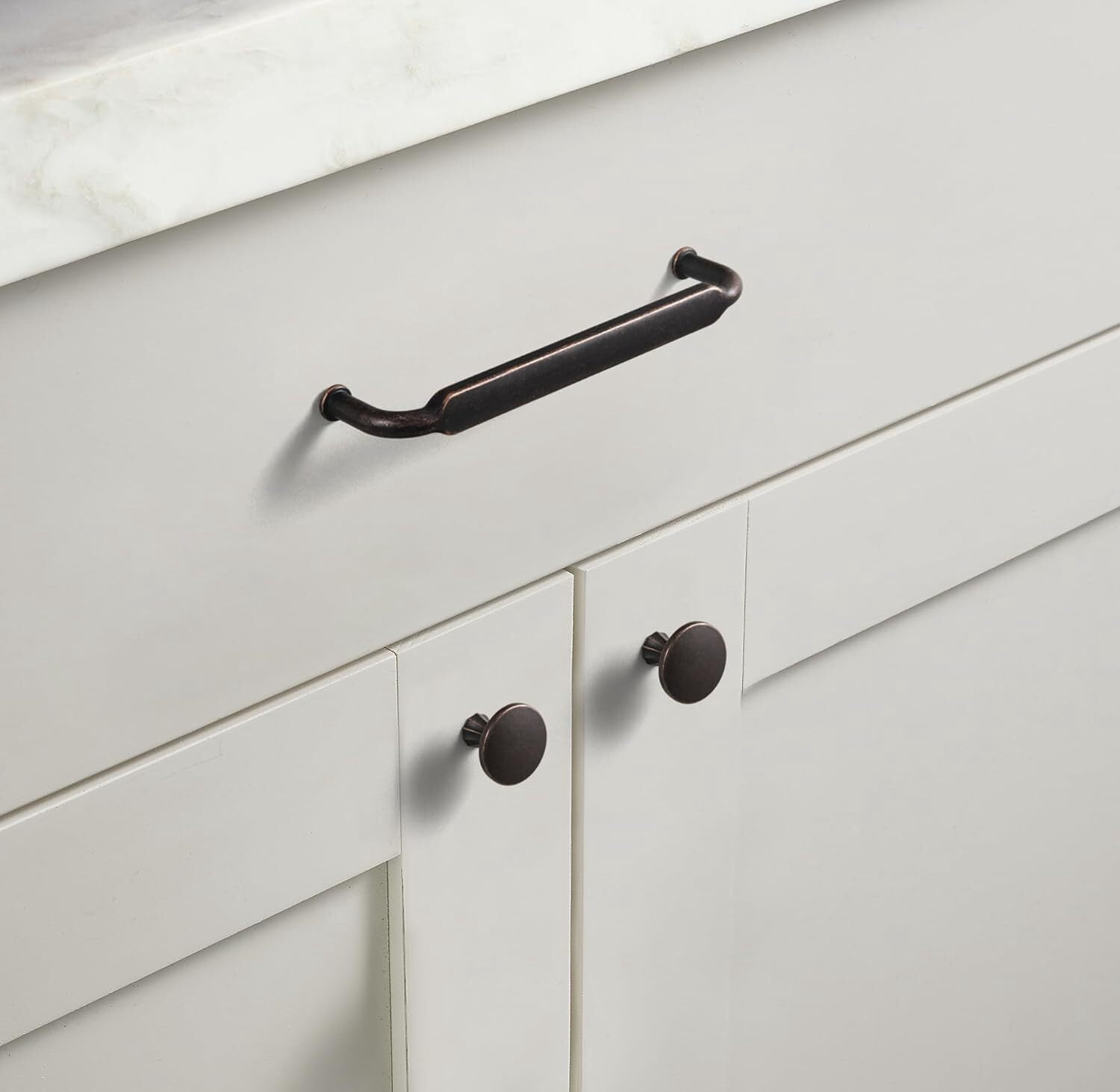 Goo-Ki 5" Hole Center Antique Oil Rubbed Bronze Cabinet Pulls, Closet Classic Zinc Alloy Kitchen Drawer Pulls Drawer Handles for Bedroom, 6 Pack