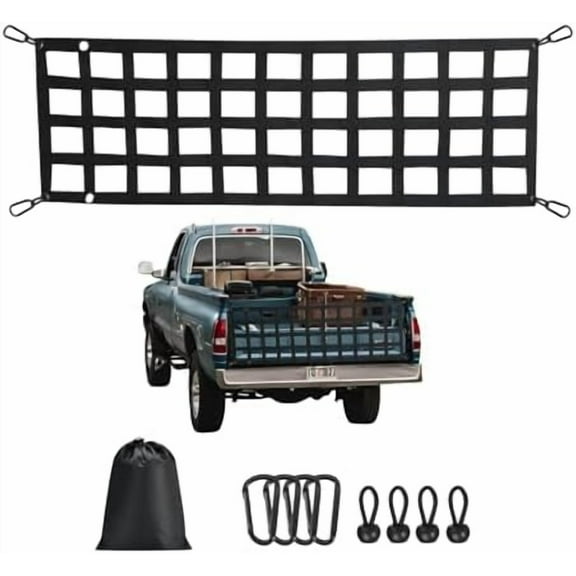 Heavy Duty Tailgate Net - 60'' x 18'' for Pickup Truck Bed, Easy-to-Use Fit for Trucks from Chevy, Ford, GMC, Dodge Ram$$Vehicle Parts & Accessories