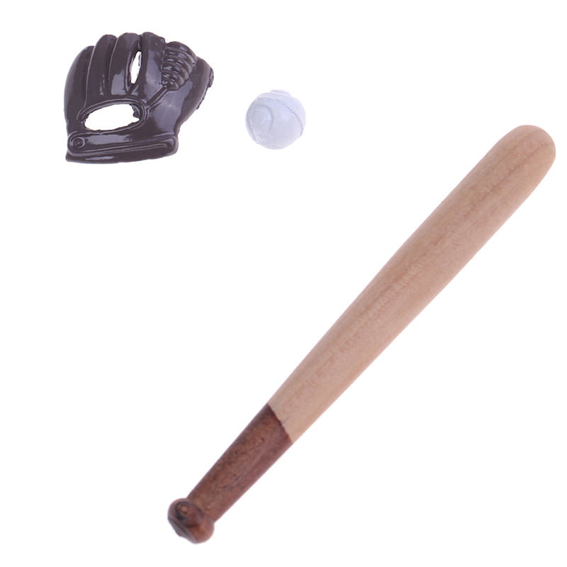 1:12 Dollhouse miniature furniture sport accessory baseball bat & mitt set 