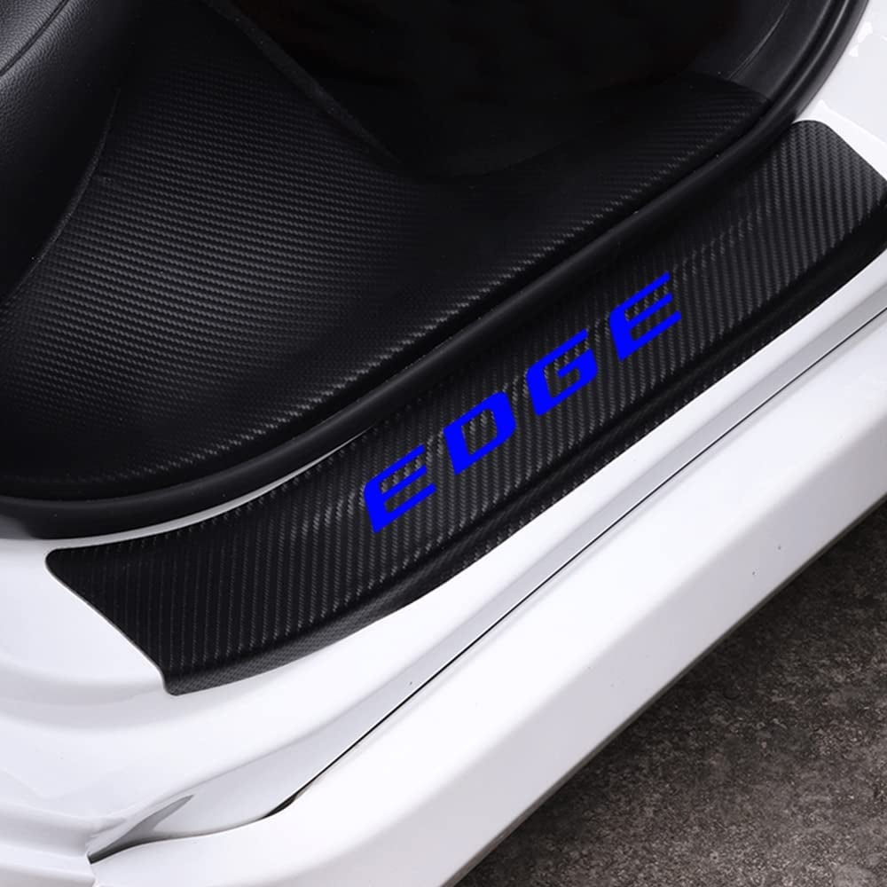 White for for Ford Edge Car Door Sill Scuff Plate Door Threshold Plate Car Welcome Pedal Decoration Stickers 4D Carbon Fiber Vinyl 4Pcs 