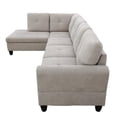 thumbnail image 3 of Ponliving 97" 2 Pieces L-Shaped Sectional Sofa With Pillows For Living Room White Grey Flannelette Left Hand Facing, 3 of 3