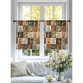 thumbnail image 4 of Floral Patchwork Sheer Curtains 54 Inch Length 2 Panels Set, Vintage Country Geometric Flower Voile Window Treatment Rod Pocket Short Kitchen Curtains Drapes for Bedroom 52"x54"x2, 4 of 7