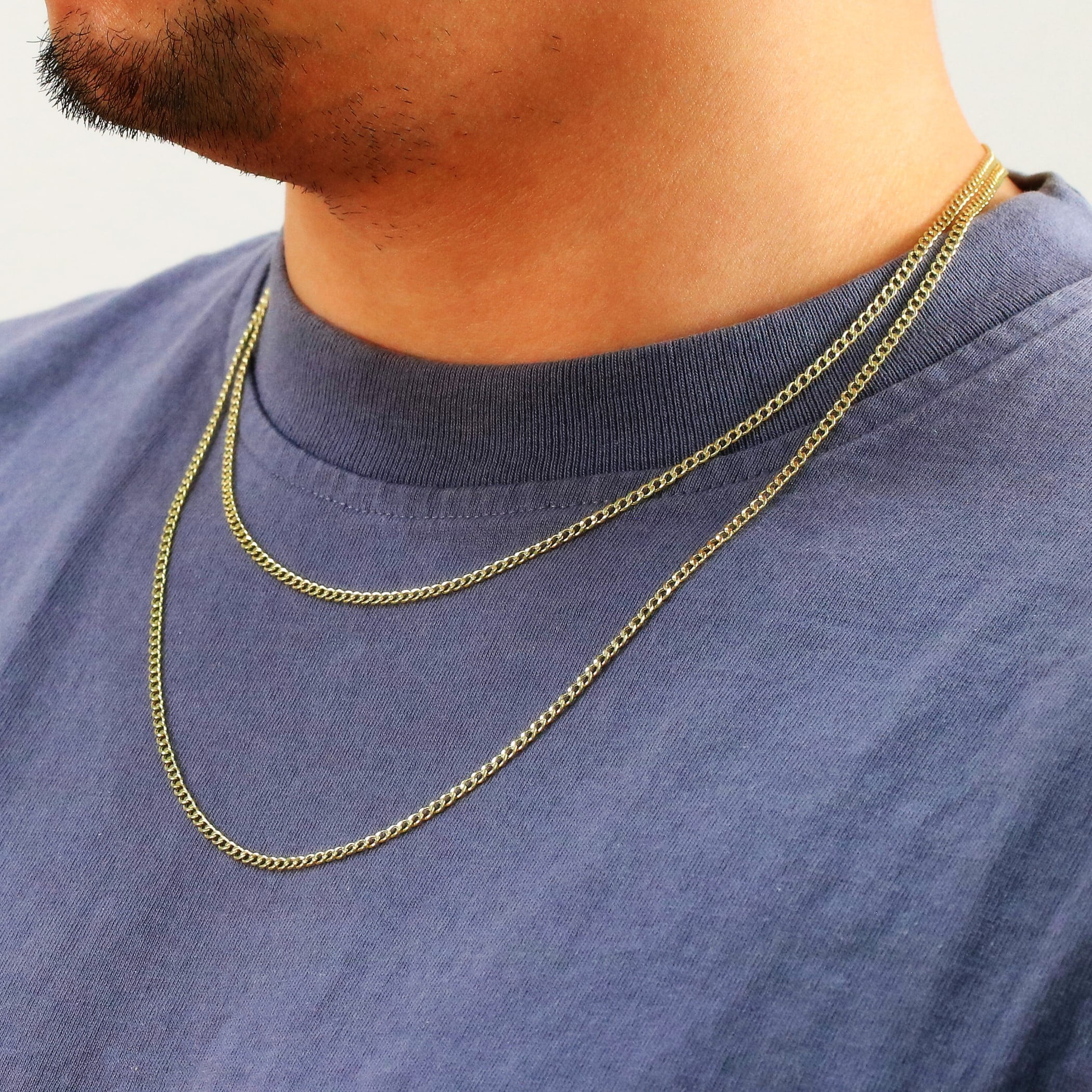 Nuragold 14K Real Yellow Gold Cuban Curb Link Chain Necklace 16"-30" (2mm-7.5mm) Italian Jewelry for Men & Women