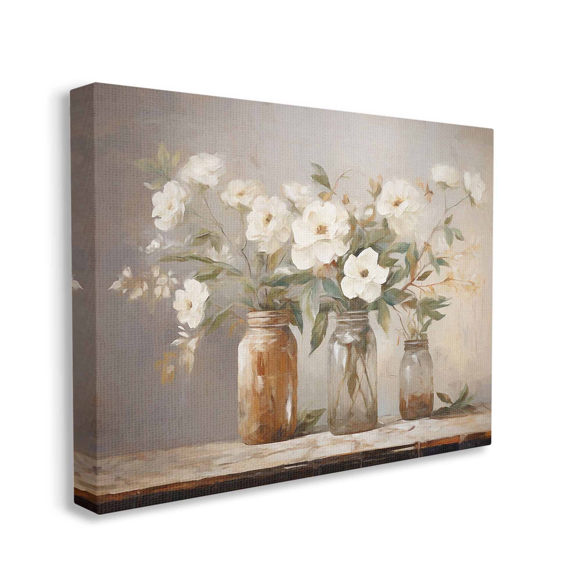 Stupell Industries Vintage Farmhouse Blooms Botanical & Floral Painting Gallery Wrapped Canvas Art Print Wall Art, 30 x 24