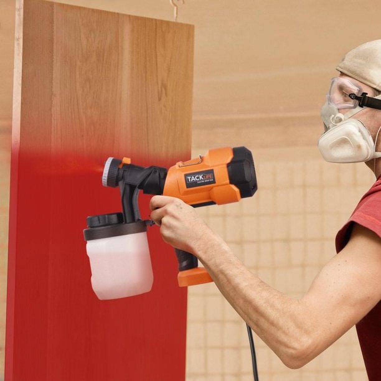 Tacklife Home Electric Paint Gun with Adjustable Valve Knob, Quick Refill Lid and 4 Nozzle Sizes