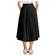 thumbnail image 2 of SiiRoh Girls Elastic High Waist Pleated Maxi Skirt Midi Swing Skirts Beach Vacation Summer Outfits Black 130, 2 of 5