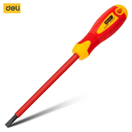 

Actoyo Insulated Slotted Screwdriver Black Magnetic Tip TPR Handle Electrician Screwdriver