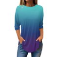 thumbnail image 2 of Ahuyic Womens Plus Size Top, Casual 3/4 Sleeve Blouse For Autumns And Winter, Womens Fashion 3/4 Sleeve Round Neck Top Loose Blouse For Women, 2 of 5