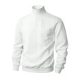 thumbnail image 2 of Men'S Mock Neck Vertical Cable Knit Long Sleeve Pullover Sweater White XXXL, 2 of 7