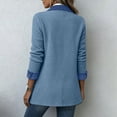 thumbnail image 4 of Perfectbot Women's Ribbed Knit Denim Trim Blazer Jacket, Long Sleeve Casual Jacket with Flap Pockets, 4 of 7
