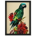thumbnail image 1 of Exotic Flowers And Feathers Macaw Parrot And Jungle Blooms Artwork Framed Wall Art Print A4, 1 of 4