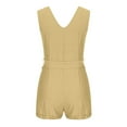 thumbnail image 5 of AXXD Clearance Shorts For Women, Solid Button Sleeveless Deep V Lacing Belt Jumpsuit Shorts for Women Casual Summer 7 Inch Inseam Khaki 16, 5 of 8