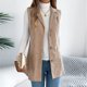 thumbnail image 4 of Chaquetas y abrigos casuales sin mangas y sin capucha para mujer, de color liso, informales, para otoño/invierno, con botones y cuello vuelto, chaquetas, camisa de poliéster para mujer, 4 of 8