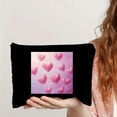 thumbnail image 4 of Pratyus Pink Love Canvas Cosmetic Bag Tote Bag for Women - Hearts Romanticism Theme, Travel Essentials Ladies Accessories Black, 4 of 6