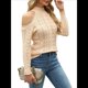 thumbnail image 3 of Suéteres de Cuello Alto con Hombros Descubiertos para Mujer, Jerseys de Punto Suave de Larga para Otoño, Jersey Sexy. Albaricoque S, 3 of 10