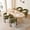 Natural Table, variant on 71" Large Dining Table Set for 4, Rounded Corners Farmhouse Modern Rectangle Wood Kitchen Table with 4 Khaki Chenille Upholstered Armchairs for Living Room Apartment Waiting Room