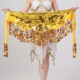 thumbnail image 4 of MOJOGO Women's Belly Dance Yoga Class Skirt Hip Scarf Wrap Skirt Music Festival Clothing with Sparkly Sequins Yellow Free Size, 4 of 9