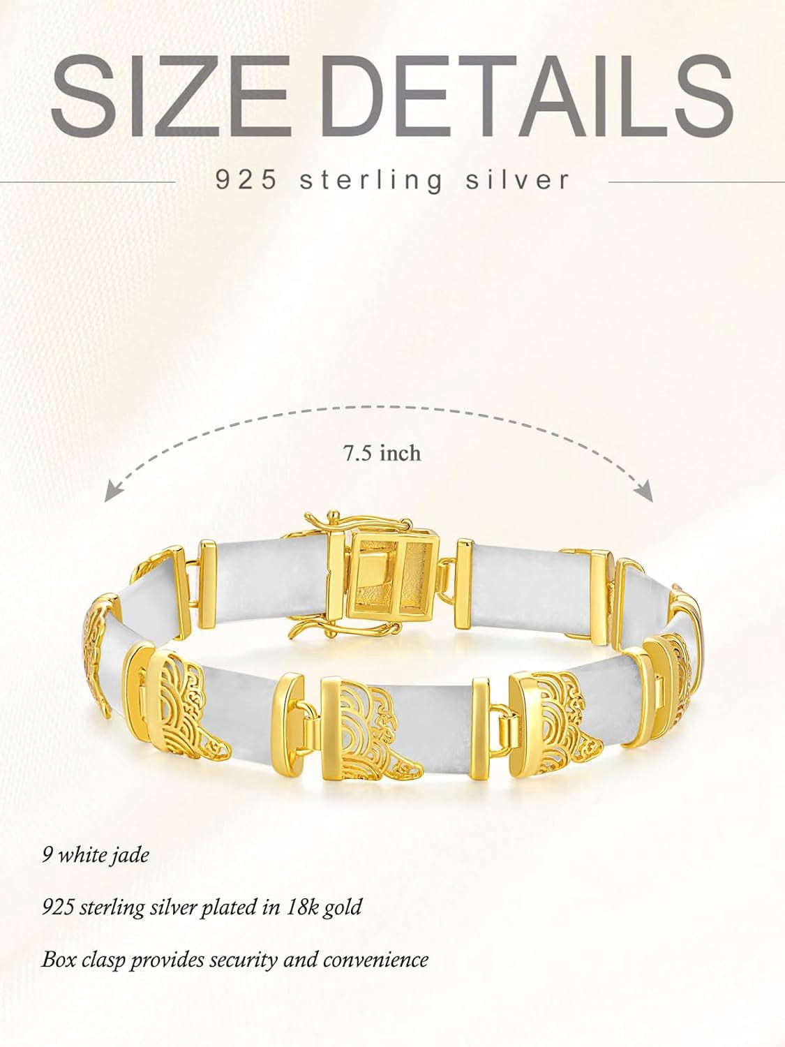 JKR Jade Bracelet for Women Plated Sterling Silver Jade Fortune Bangle Bracelet Fine Jewelry Birthday Gifts for Mom Grandma Wife