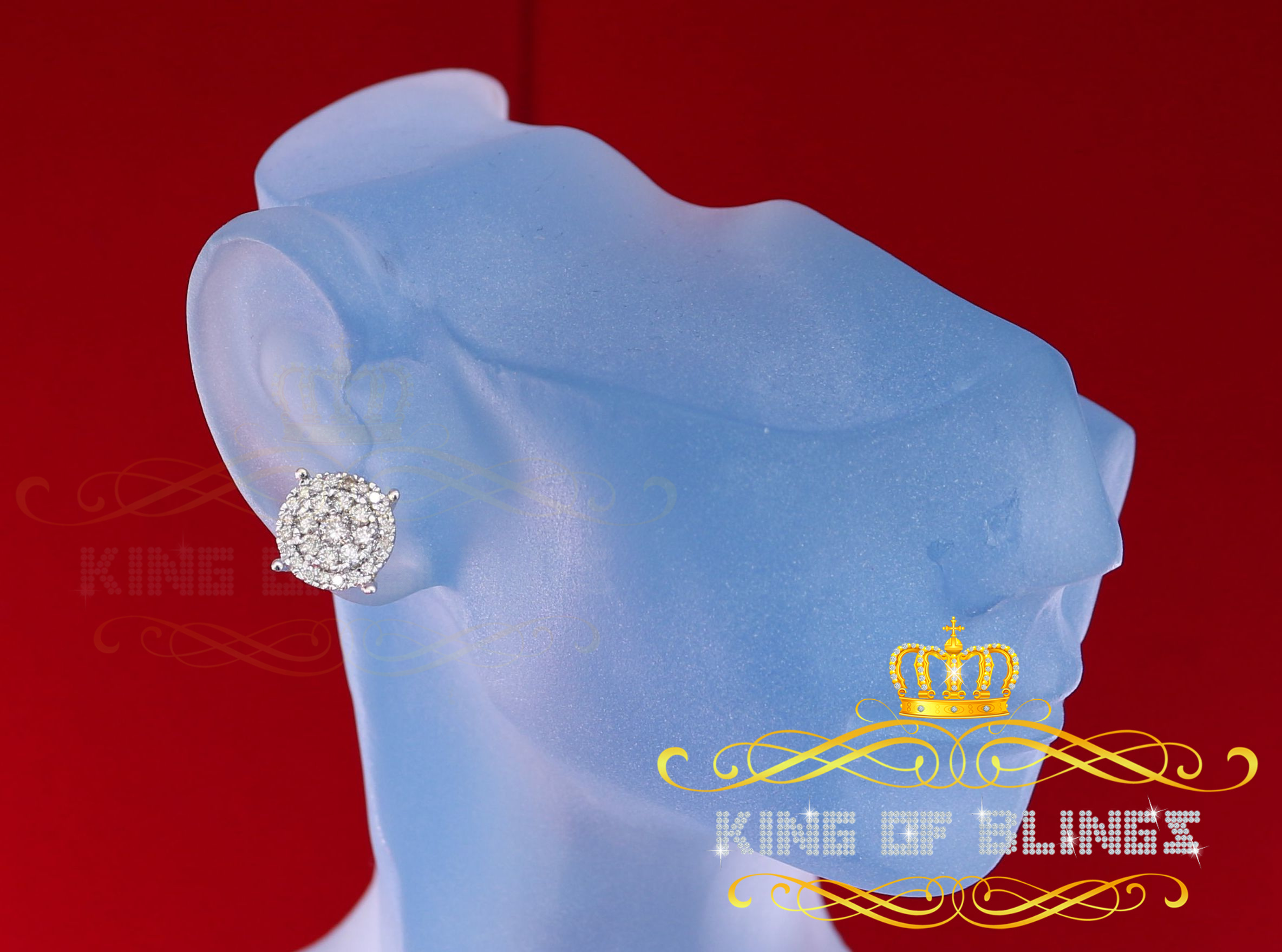 King of Bling's 10K Real Yellow Gold with 1.20CT Real Diamond Men's/Women's Stud Round Earrings