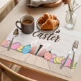 thumbnail image 3 of Happy Easter Placemats Set of 4 Colorful Spring Eggs Beige Wooden Place Mats Indoor Wipeable Table Mats Washable Cloth Dining Table Placemats for Kitchen Holiday Party Home Decor 13x19 Inch, 3 of 9