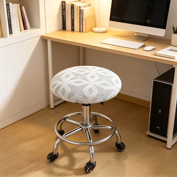 Housse de Tabouret Housse de Tabouret Housse Circulaire pour Coussin de Siège de Chaise / Tissu Extensible Empêche les Égratignures et les Taches / Polyester Lavable pour Chaises de Salle à Manger, de Cuisine Ou de Bureau