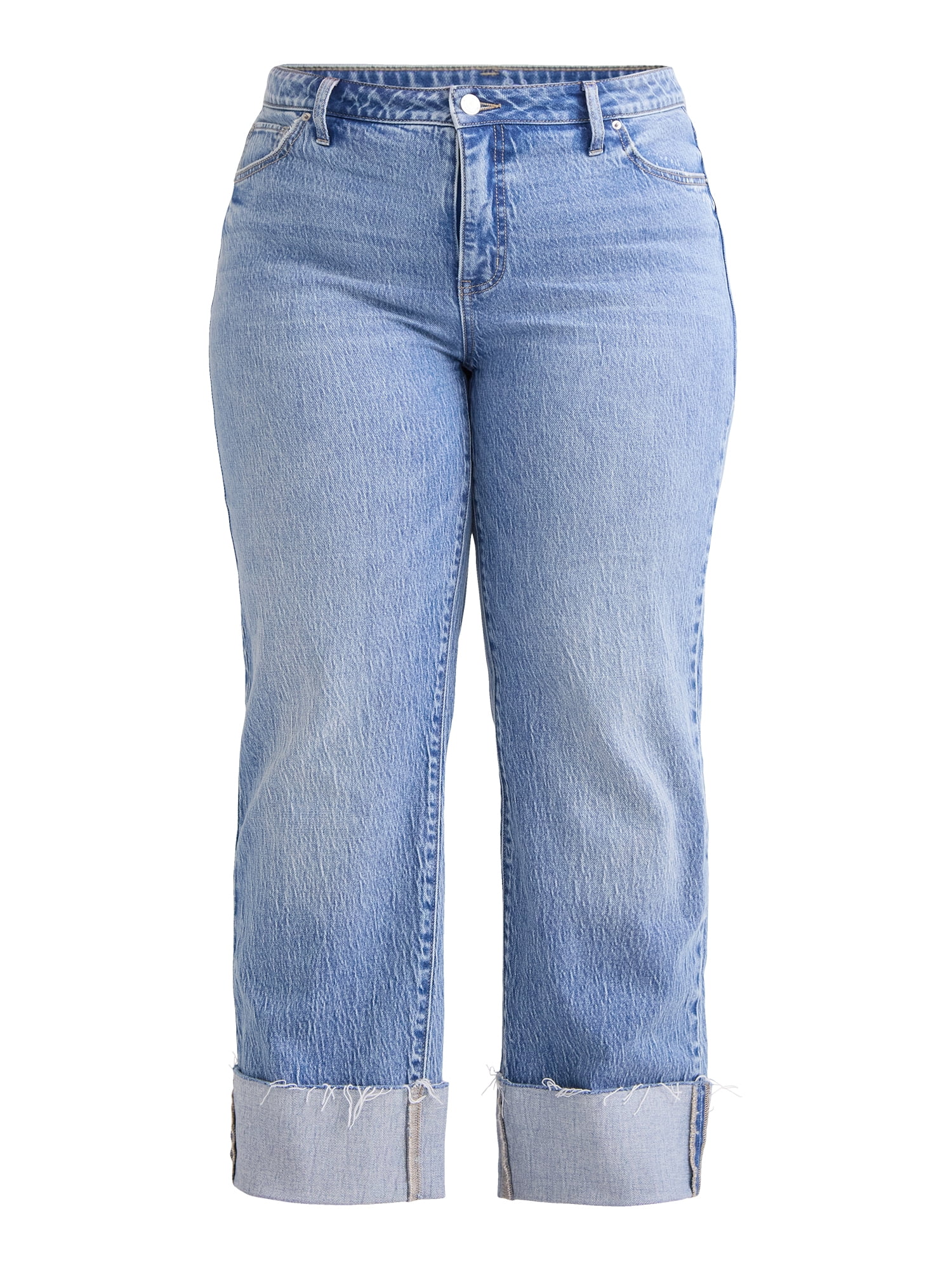 Terra & Sky Women's Plus Size Denim High Rise Wide Leg Jeans, 29" Inseam, Sizes 14W-28W