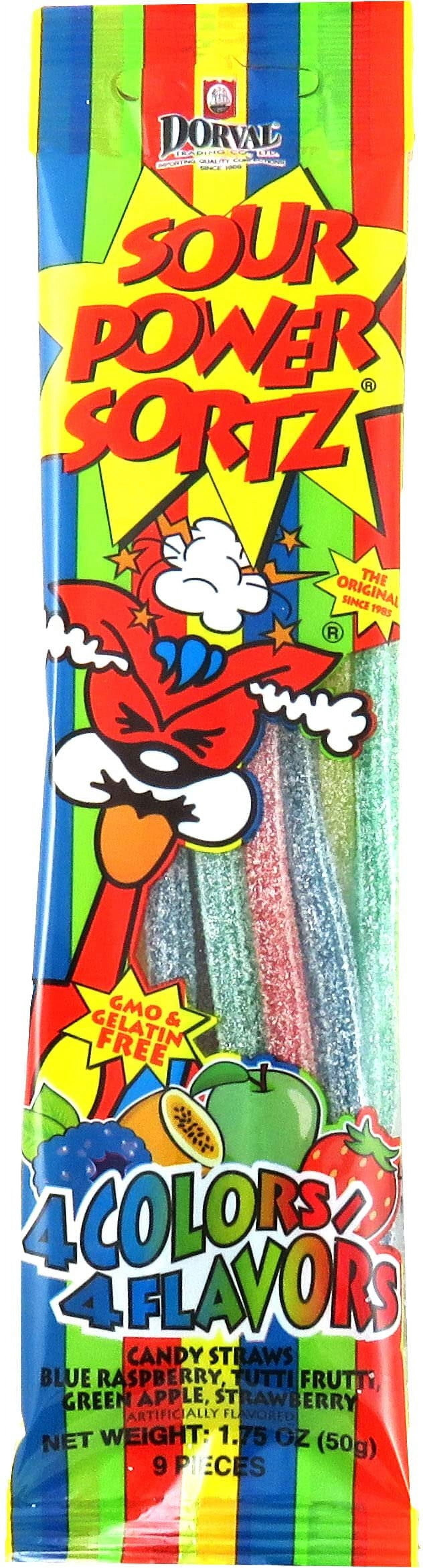 Sour Power Candy Straws, Sortz, 1.75-Ounce Units (Pack of 24) (ZQB-16867)