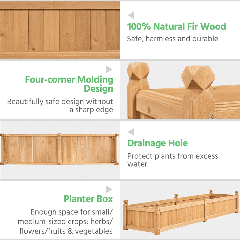 Easyfashion Wooden Raised Garden Bed Planter Box,Light Brown
