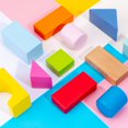 thumbnail image 3 of CHUANK 100Pcs Wooden Castle Building Blocks Kids Educational Toys Geometric Blocks Set, 3 of 6