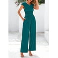 thumbnail image 6 of PRETTYGARDEN Summer Jumpsuits for Women Dressy Ribbed Cap Sleeve Wide Leg Pants Rompers Elegant Casual One Piece Outfits, 6 of 8