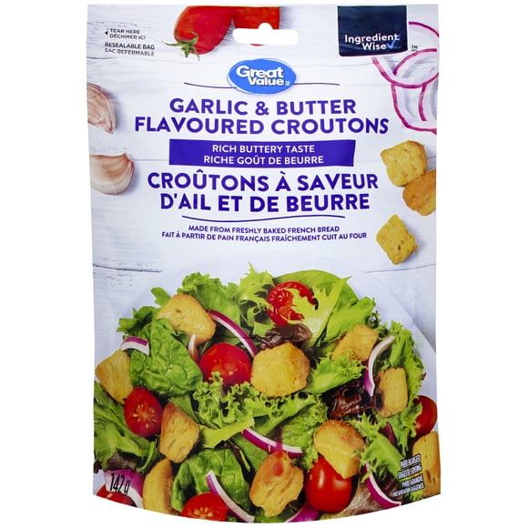 Great Value Garlic and Butter Flavoured Croutons, 142 g