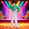 thumbnail image 1 of Cowsor Boys Disco Costume Kids 70s 80s Sequin Pop King Dance Star Halloween Carnival Party Cosplay Outfits, 1 of 5